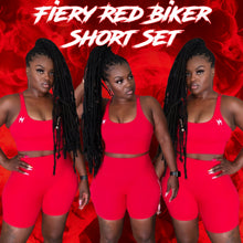 Load image into Gallery viewer, Fiery Red Biker Short Set
